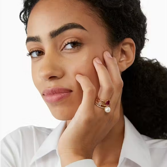 🔹️Kate Spade 🔹️New York Light Up The Room 3 Piece Stackable Ring Set Size 7 - Picture 3 of 3